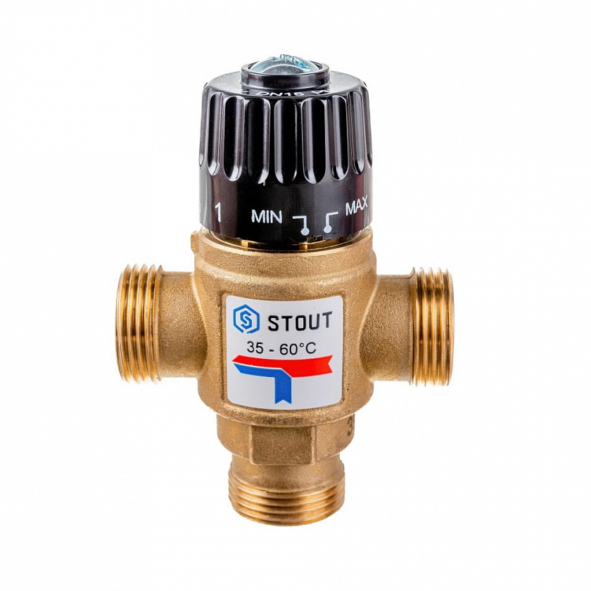 Термостатический смесительный клапан STOUT  3/4″  35-60°С