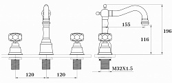 Смеситель на борт раковины (3 отверстия) Ganzer GZ09015 Ganzer  Германия